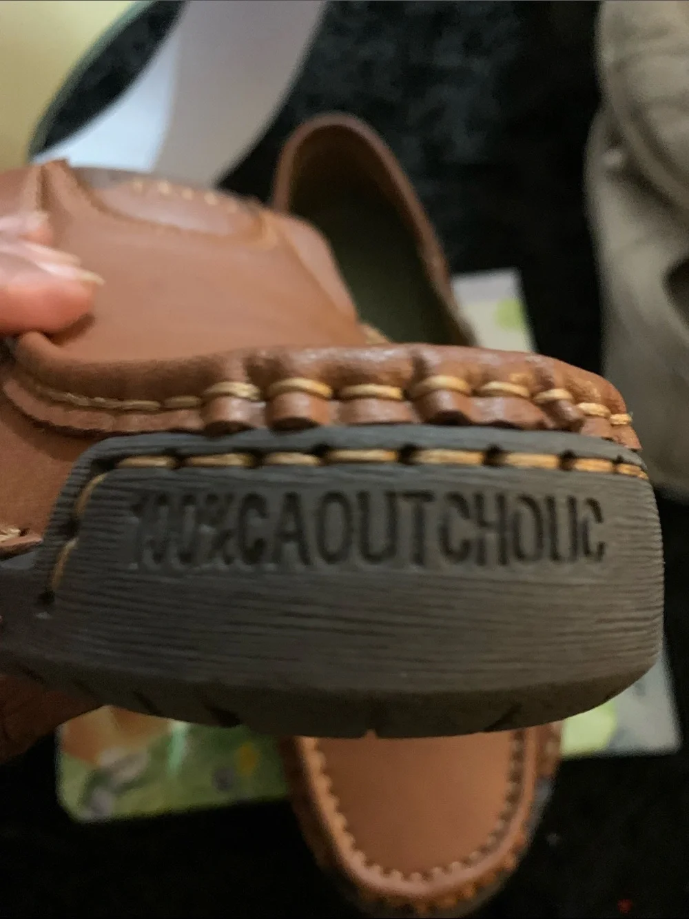 100% Caouthouc Brown Loafers Casual Leather Shoes